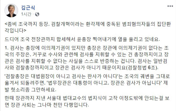 김근식 교수 페이스북 캡처사진.