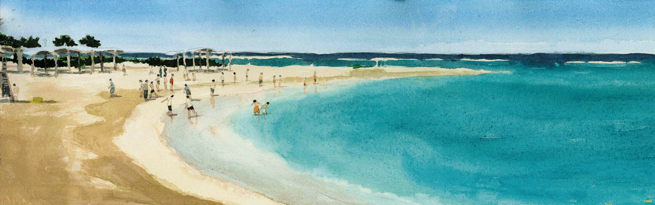 여름을 배경으로 한 수채화 만화가 잇따른다. 계절감을 한껏 고양하는 풍경이 담겨있다. '여름 안에서'의 한 장면. /문학동네