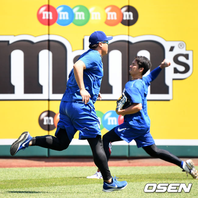 [OSEN=워싱턴 D.C.(미국), 지형준 기자]경기에 앞서 다저스 류현진이 러닝으로 몸을 풀고 있다. 류현진은 8월 1일 콜로라도전에 선발로 등판한다./jpnews@osen.co.kr