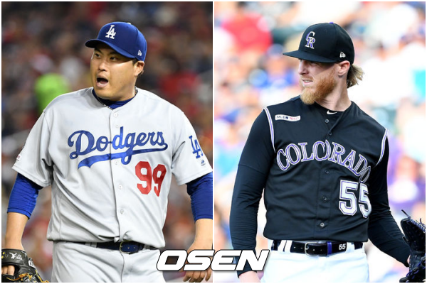 [OSEN=덴버(미국 콜로라도주), 지형준 기자] 류현진-존 그레이(오른쪽) /jpnews@osen.co.kr