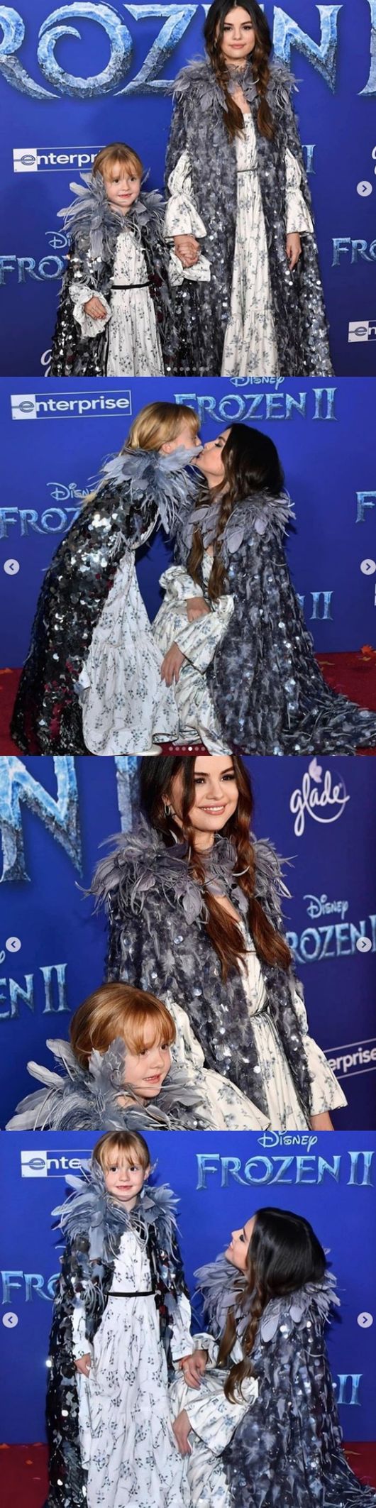 [사진=셀레나 고메즈 SNS] 셀레나 고메즈(오른쪽)와 이부 동생 그레이시 티페이(왼쪽)가 '겨울왕국2'를 관람하며 레드카펫에 섰다. 사진은 셀레나 고메즈가 공개한 레드카펫 포토월 현장.