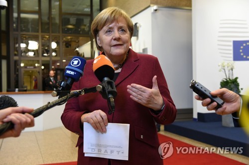 메르켈 독일 총리 "브렉시트 합의문 바꿀 수 없다"[브뤼셀 AFP=연합뉴스]