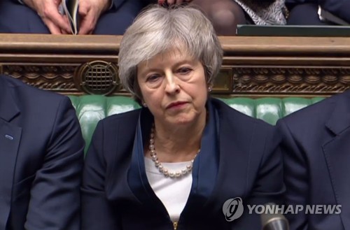 브렉시트 합의안 부결 직후 테리사 메이 영국 총리 [AFP=연합뉴스]