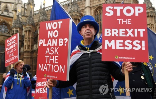 영국 의사당 밖 브렉시트 반대 시위대 [EPA=연합뉴스]