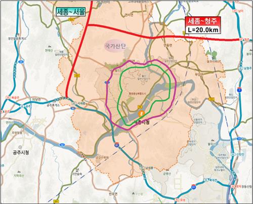 세종∼청주고속도로 노선안[세종시 제공]