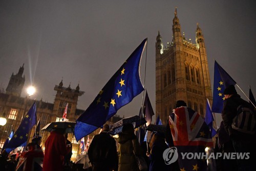 영국 의사당 밖 브렉시트 반대 시위대 [AFP=연합뉴스]