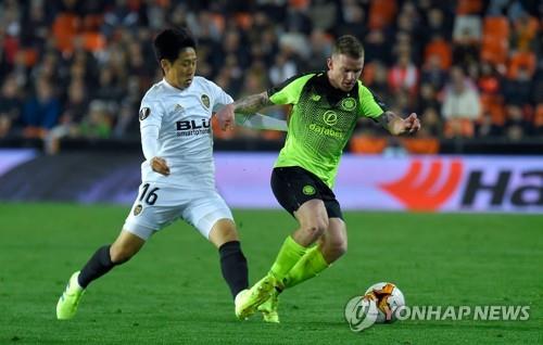 셀틱과 유로파리그 32강전에 출전한 이강인[AFP=연합뉴스]