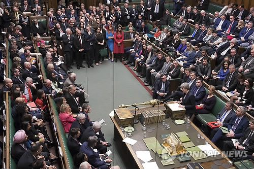 英 하원 브렉시트 관련 표결 모습 [신화=연합뉴스]