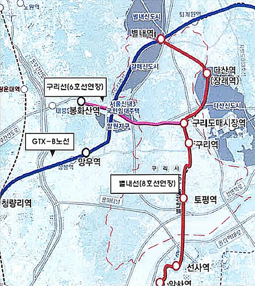 구리시 철도 계획도[구리시 제공]