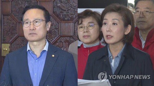 홍영표 원내대표(왼쪽)와 나경원 원내대표 (CG)[연합뉴스TV 제공]