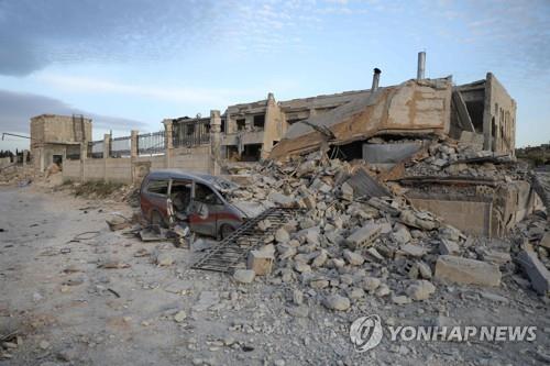 정부군 공습으로 파괴된 시리아 북서부 이들립 지역의 병원 [AFP=연합뉴스]