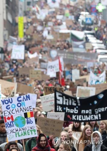 벨기에 고교생들 기후변화 시위 [로이터=연합뉴스 자료사진]