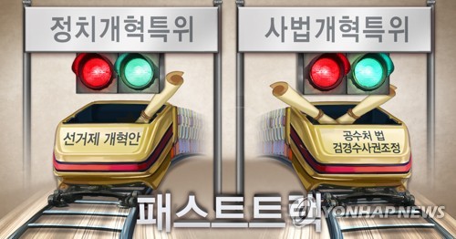 '선거법ㆍ공수처ㆍ검경수사권 조정' 패스트트랙 (PG)[정연주 제작] 일러스트