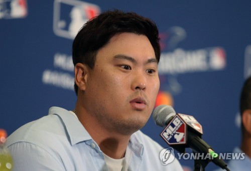 올스타전 기자회견에 참석한 류현진[USA 투데이 스포츠=연합뉴스]