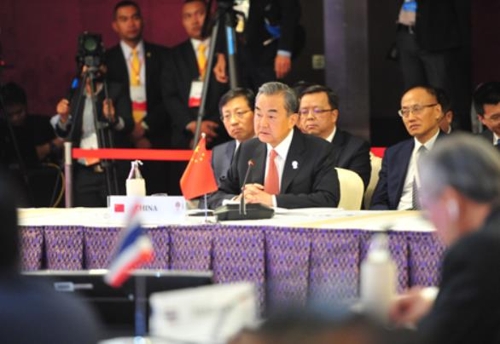 아세안과 외교장관 회의한 왕이 중국 외교 담당 국무위원[중국 외교부 화면 캡처]