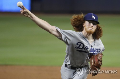 역투하는 다저스 신인 메이[AP=연합뉴스 자료사진]