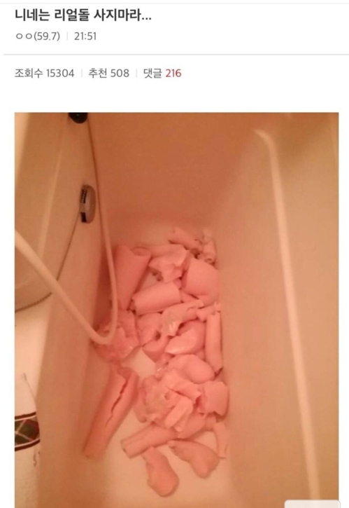 절단된 리얼돌[인터넷 커뮤니티 디시인사이드 캡처]