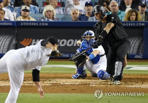 류현진에게서 솔로 아치 뽑아낸 산체스 [AP=연합뉴스]
