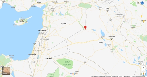 이라크 국경지대 알카임(붉은점)[구글맵]