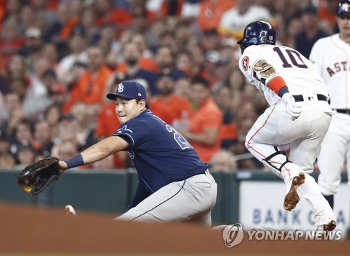 최지만 수비[EPA=연합뉴스 자료사진]