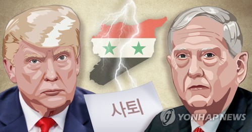 미 매티스 국방장관， 시리아 철군 문제 충돌 후 사퇴(작년 12월)  (PG)[정연주 제작] 일러스트