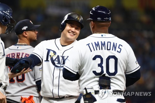 환하게 웃는 최지만[로이터/USA투데이스포츠=연합뉴스]