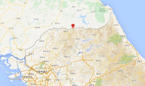 강원 철원군 아프리카돼지열병 바이러스 지닌 멧돼지 발견 지점[환경부 제공]