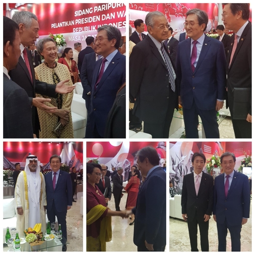 노영민 대통령비서실장, 조코위 재선 취임식서 각국 정상 만나[주인도네시아 한국대사관 제공]
