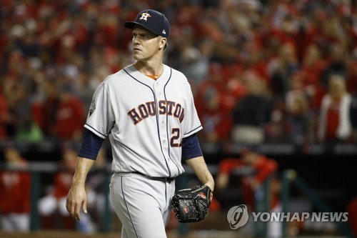 월드시리즈 3차전 휴스턴 애스트로스의 선발투수 잭 그레인키[AP=연합뉴스]