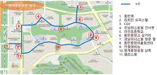 동탄2신도시 실증운행 노선[경기도 제공. 재판매 및 DB 금지]