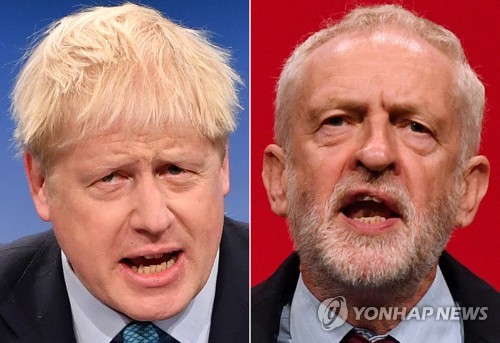 존슨(왼쪽) 영국 총리와 코빈 노동당 대표 [AFP=연합뉴스]