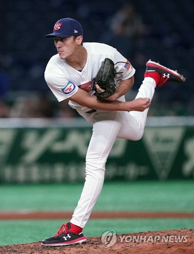 대만 타자들 제압하는 노아 송[펜타프레스=연합뉴스]