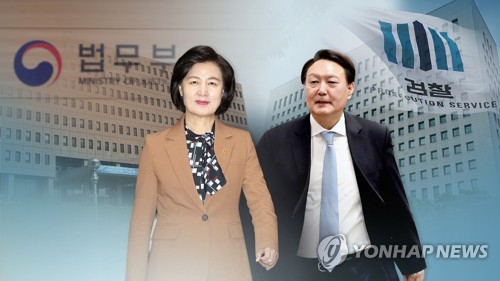 추미애 "총장이 내 명 거역"…윤석열은 '침묵' (CG)[연합뉴스TV 제공]