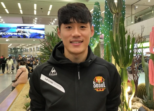 서울 전지훈련 참가한 뒤 귀국한 한찬희[촬영 최송아]