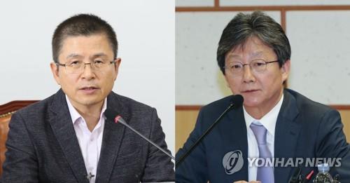 황교안 자유한국당 대표와 유승민 새로운보수당 의원 [연합뉴스 자료사진]