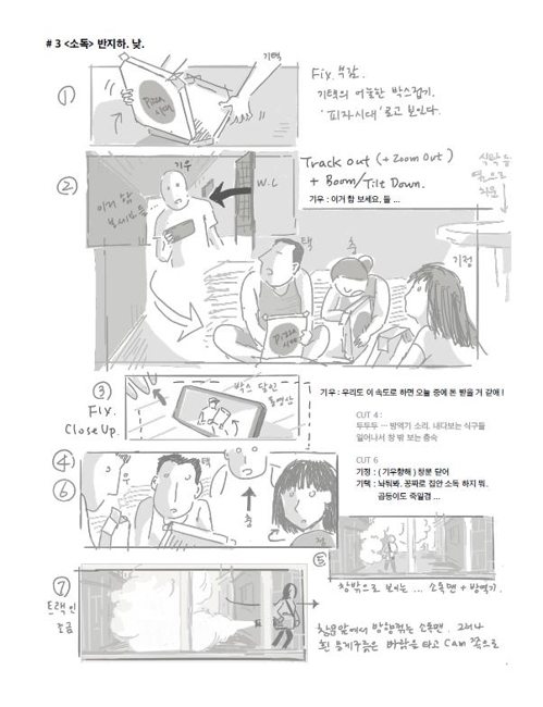 봉 감독이 그린 '기생충' 콘티 [CJ ENM 제공ㆍ재판매 및 DB 금지]