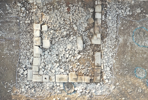 경주읍성 치 기단석 모습[한국문화재재단 제공]