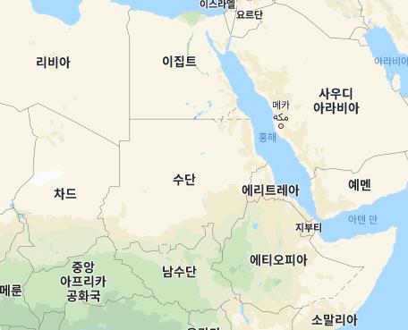 이집트와 에티오피아가 포함된 지도[구글 캡처]