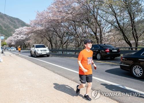 4·15 총선을 앞두고 국토 종주를 시작한 국민의당 안철수 대표가 4월 3일 오전 전남 구례군 섬진강변을 달리고 있다. 안 대표는 수도권을 향해 오전과 오후에 2∼3시간씩 달리며 하루에 30km씩 이동할 계획이다. [국민의당 제공.재판매 및 DB금지]