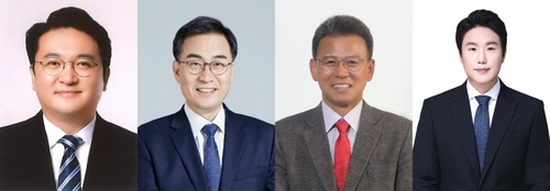 창원 마산합포 총선후보왼쪽부터 민주당 박남현·통합당 최형두·배당금당 허성정·무소속 곽채규 후보. [선관위 제공·기호 순]