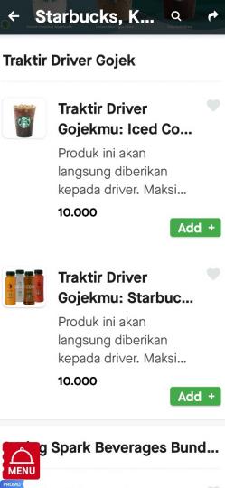 고젝앱을 통해 기사에게 '나눔'하는 메뉴[자카르타=연합뉴스]