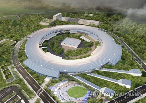 다목적 방사광 가속기 부지로 충북 청주 선정(세종=연합뉴스) 김주형 기자 = 과학기술정보통신부가 8일 오전 세종시 세종파이낸스센터에서 신규 다목적 방사광가속기 구축 사업부지를 충북 청주로 선정 발표했다. 사진은 다목적 방사광 가속기 부지 조감도. 2020.5.8 [과학기술정보통신부 제공. 재판매 및 DB 금지] photo@yna.co.kr