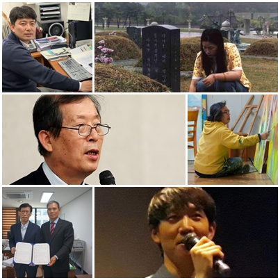 '당신의 5·18은?' 위에서 아래, 왼쪽에서 오른쪽 순서로 연합뉴스가 인터뷰한 임정섭, 김소형, 고승우, 김근태, 이윤희(오른쪽), 김상우 씨 등. [연합뉴스 자료사진 편집]