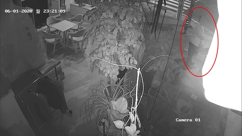 여성 성추행하는 모습이 CCTV에 찍힌 부산지검 부장검사 A씨[독자 제공. 재판매 및 DB 금지]