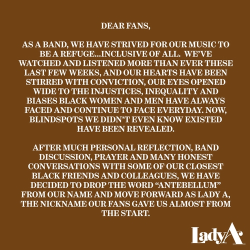 레이디A가 밴드명 개명 사실을 밝힌 글 [트위터 캡처. 재판매 및 DB금지.]