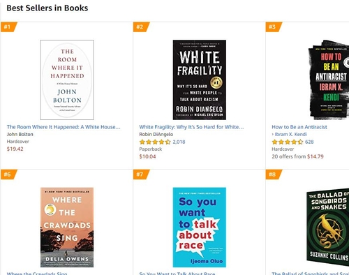 민권운동 서적들을 제치고 1위를 질주하고 있는 볼턴 회고록[아마존 캡처]