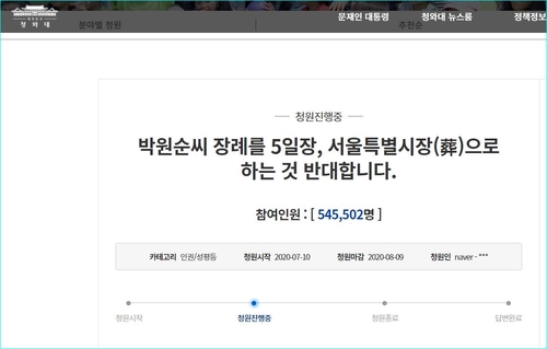 12일 오후 8시 기준 청와대 홈페이지 국민청원 게시판 상황[청와대 홈페이지 캡처]