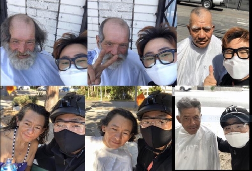 LA 노숙자 이발 봉사활동을 해온 한인 2세 정진욱 씨[정진욱 씨 제공·재판매 및 DB 금지]