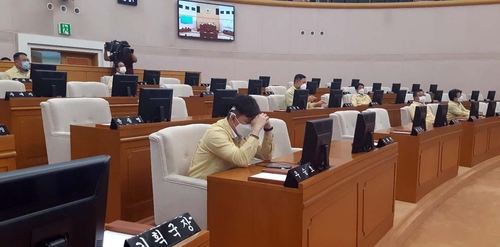 텅 빈 대전시의회 본회의장[촬영 한종구 기자]