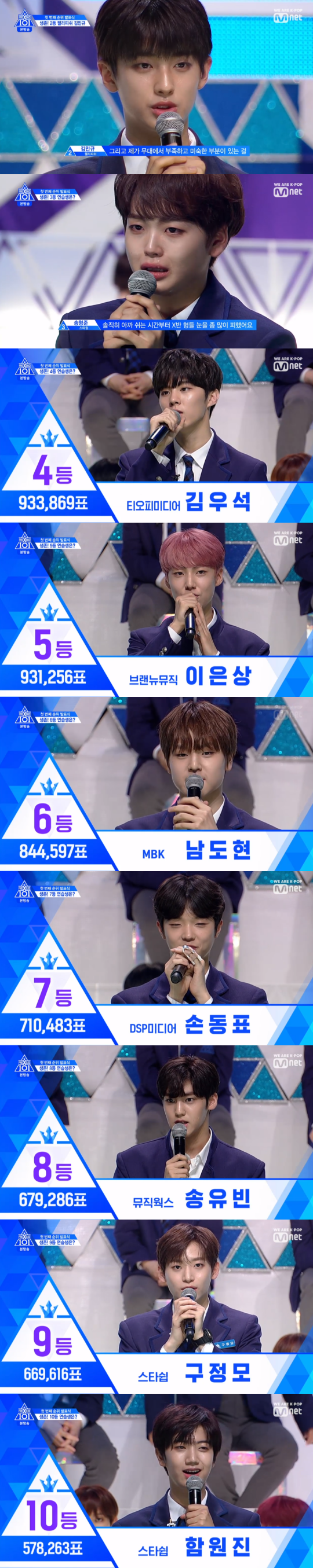Mnet '프로듀스 X 101' 방송 캡처